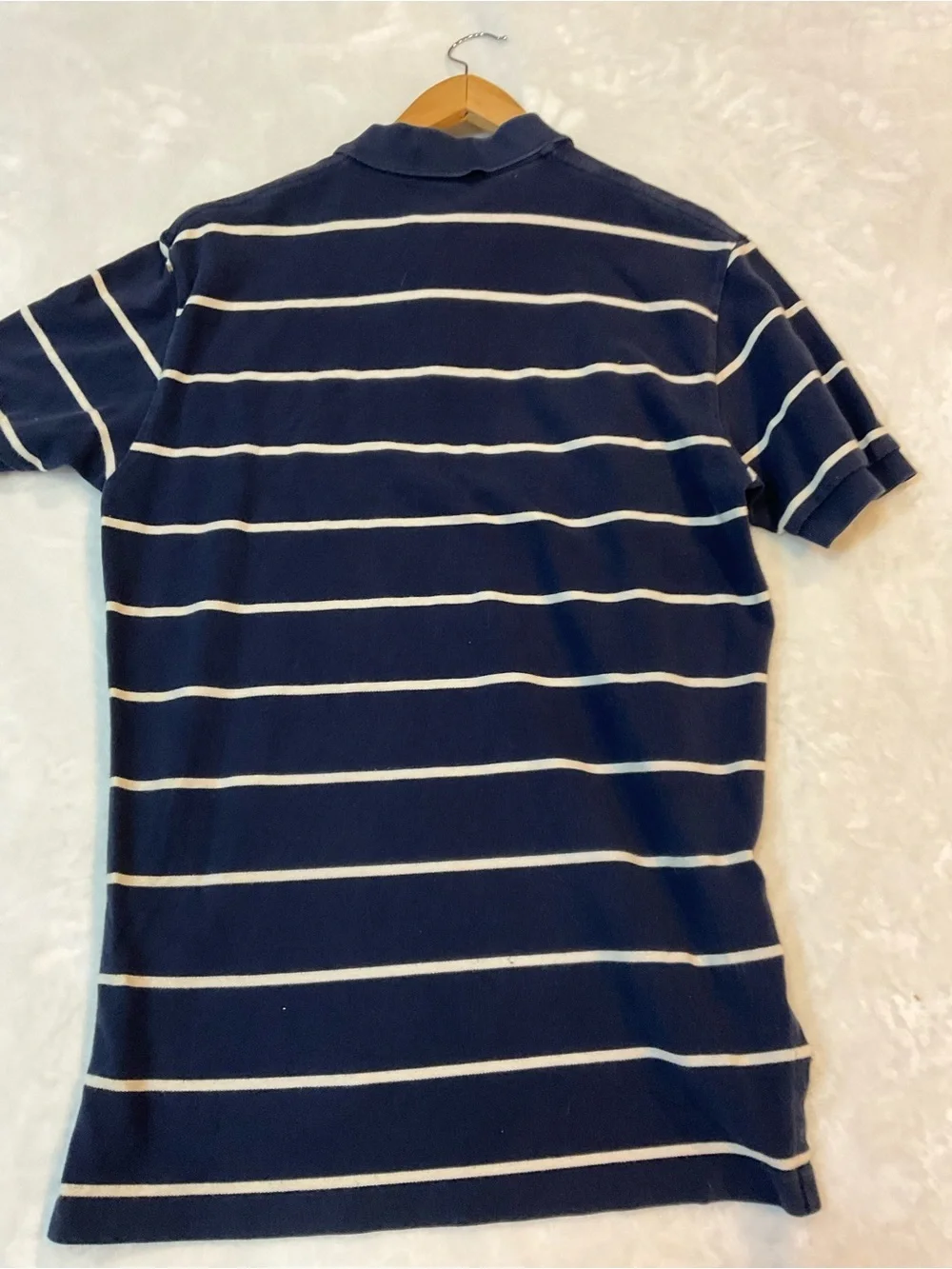 Vintage Polo Ralph Lauren Striped Golf Polo Shirt Size M Short Sleeve Navy